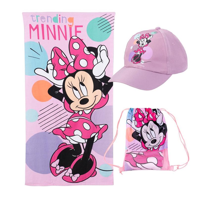 DISNEY CLASICOS - SET TOALLA PLAYA MF 70x140 + JOCKEY + BOLSO MINNIE