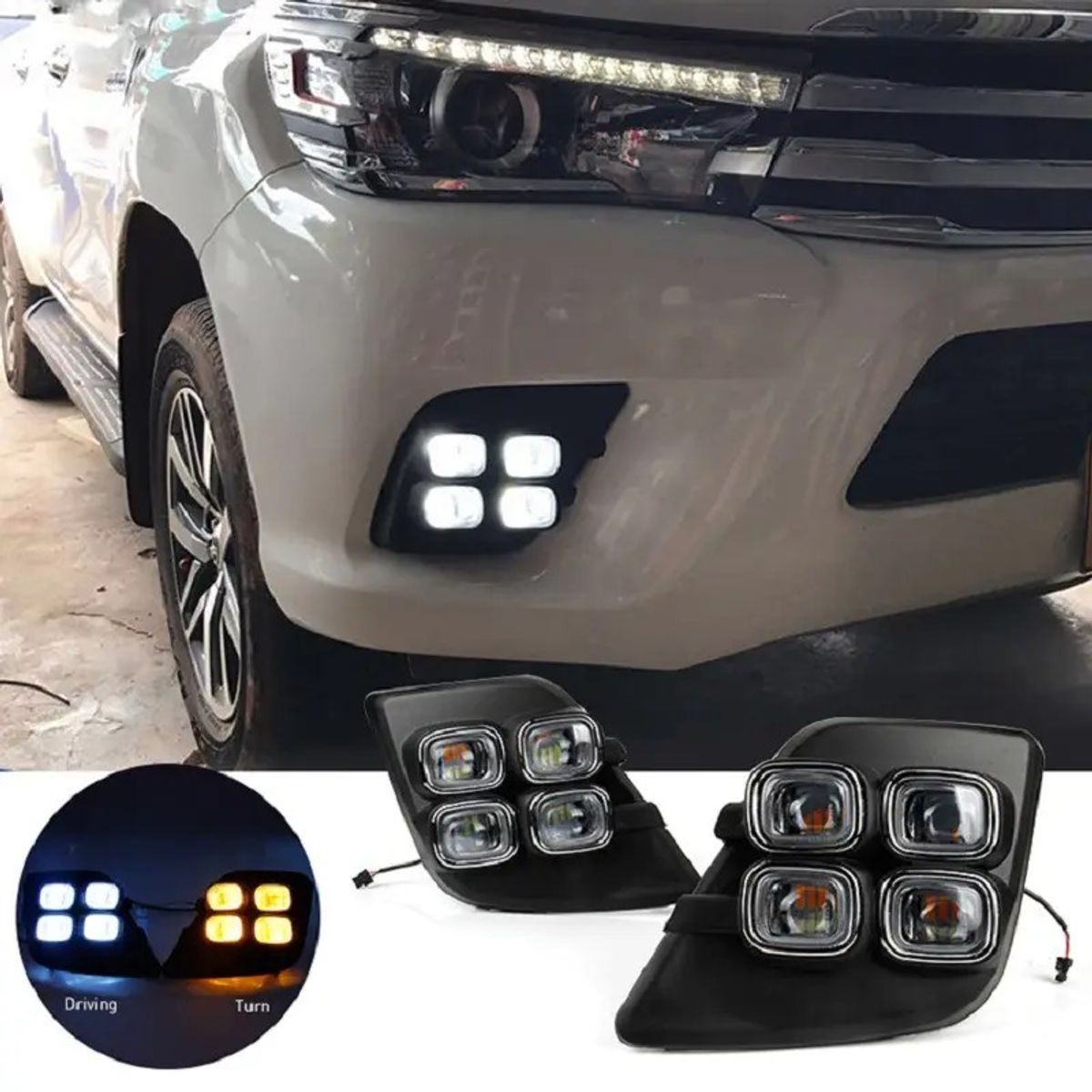 TOYOTA - Kit Neblineros Led Toyota Hilux Revo 2015 2023 Doble Color