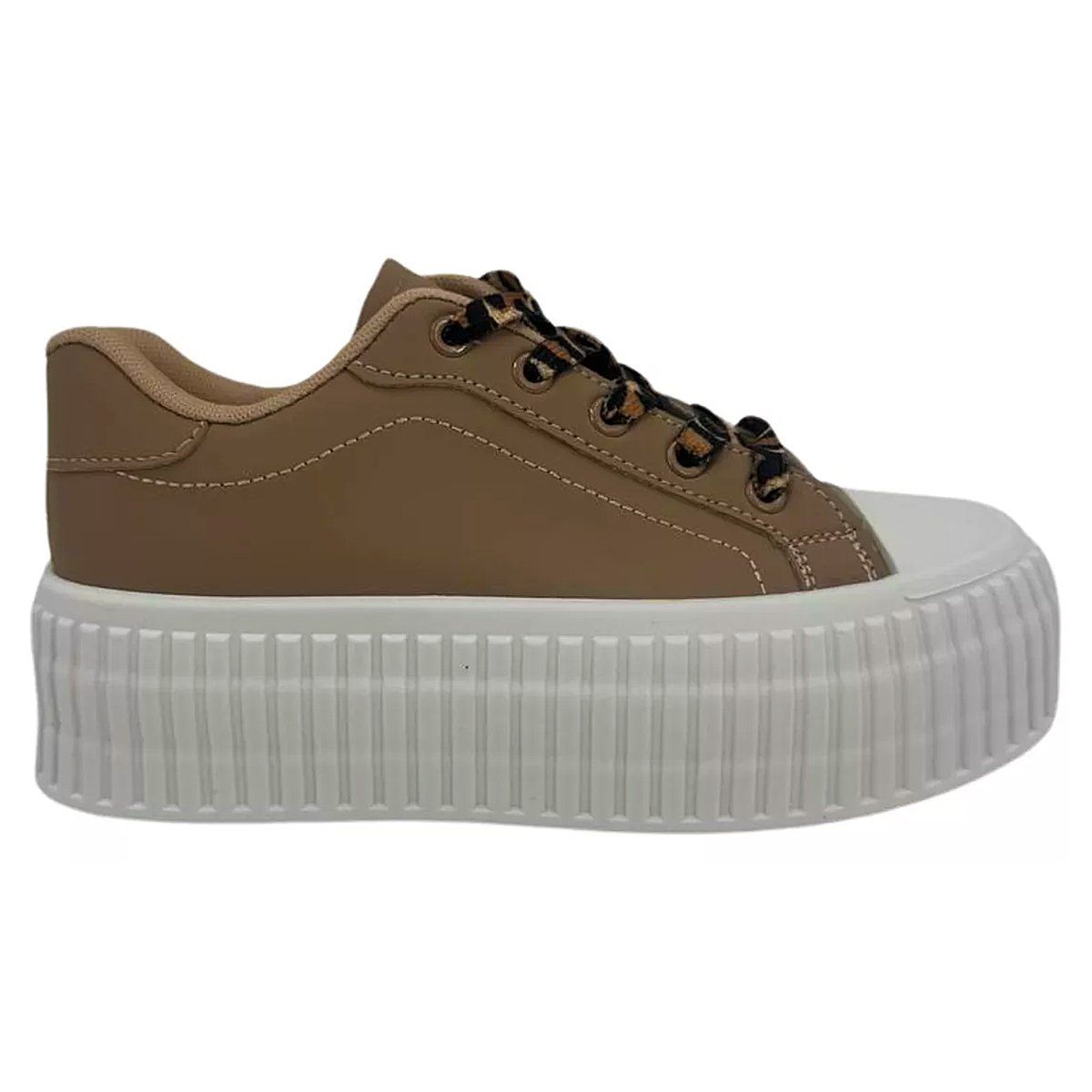 CHICBOMB - Zapatillas Urbanas Con Plataforma Primavera Verano Blanco & Khaki