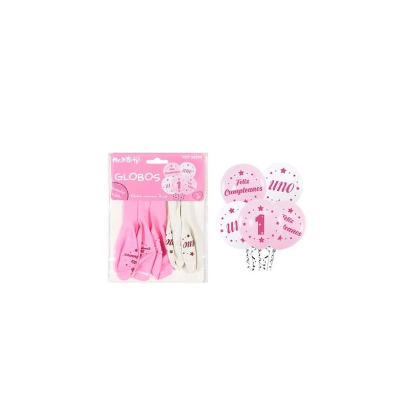 GENERICO - Globos De Látex Rosa Y Blanco Mate 30cm 5pcs