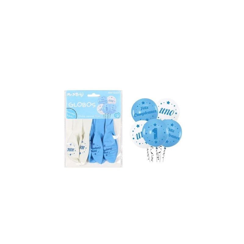 GENERICO - Globos De Látex Azul y Blanco Mate 30cm 5pcs