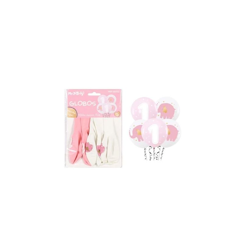 GENERICO - Globos De Látex Elefante Rosa y Blanco 30cm 5pcs