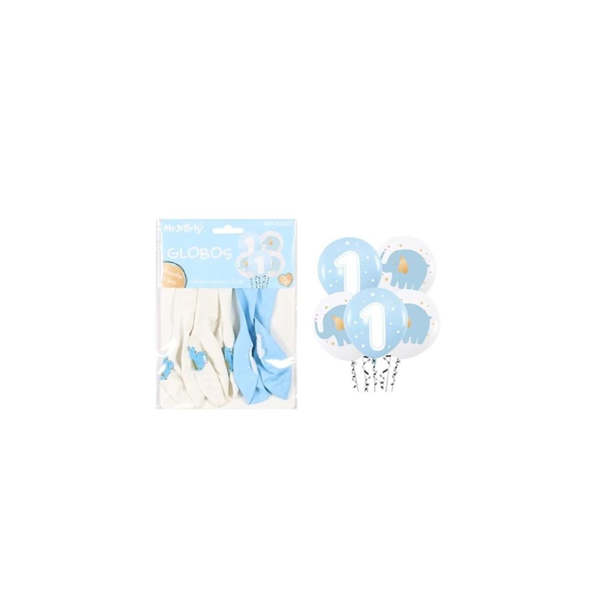GENERICO - Globos De Látex Elefante Azul y Blanco 30cm 5pcs