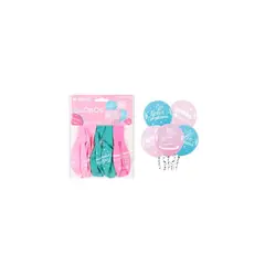 GENERICO - Globos De Látex Feliz Cumpleaños Azul y Rosado 5pcs