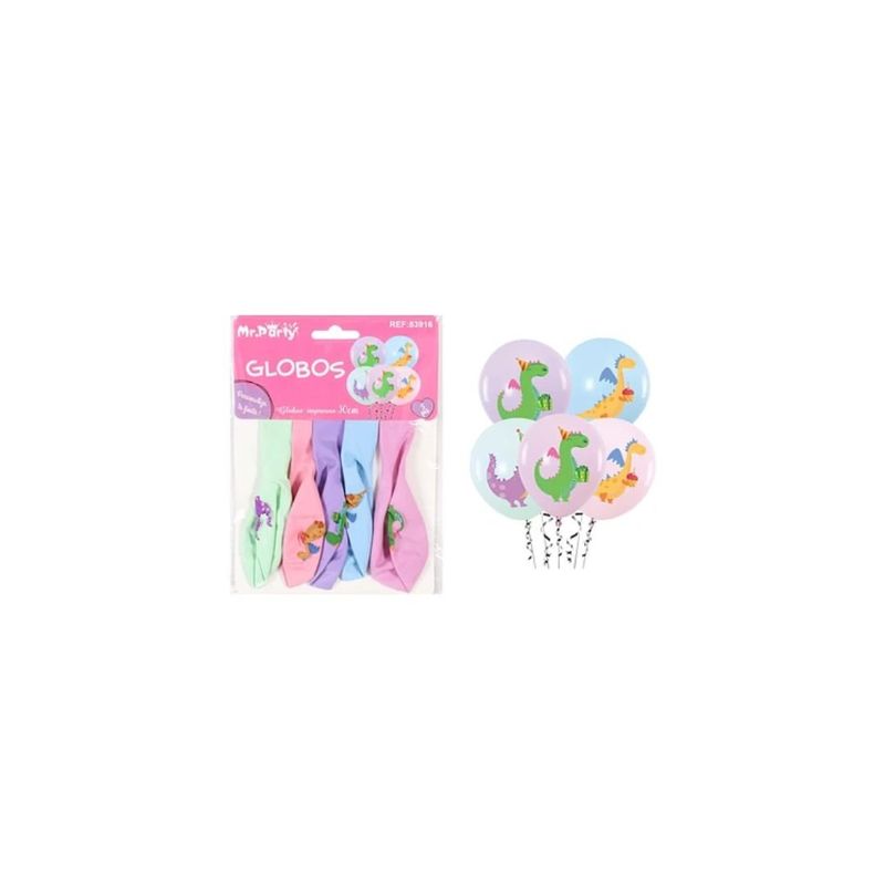 GENERICO - Globos De Látex Dinosaurios 5pcs