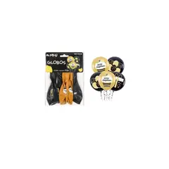 GENERICO - Globos De Látex Feliz Cumpleaños Negro y Dorado 5pcs