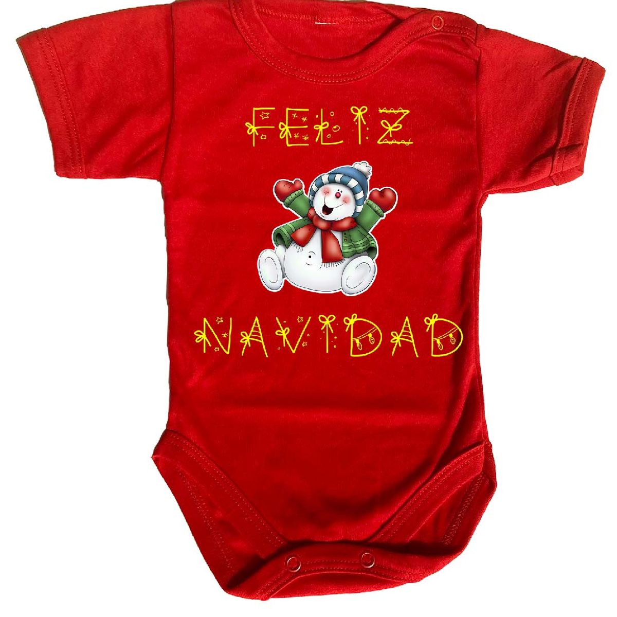 GENERICO - PILUCHOS BODY DE BEBE FELIZ NAVIDAD MUÑECO DE NIEVE
