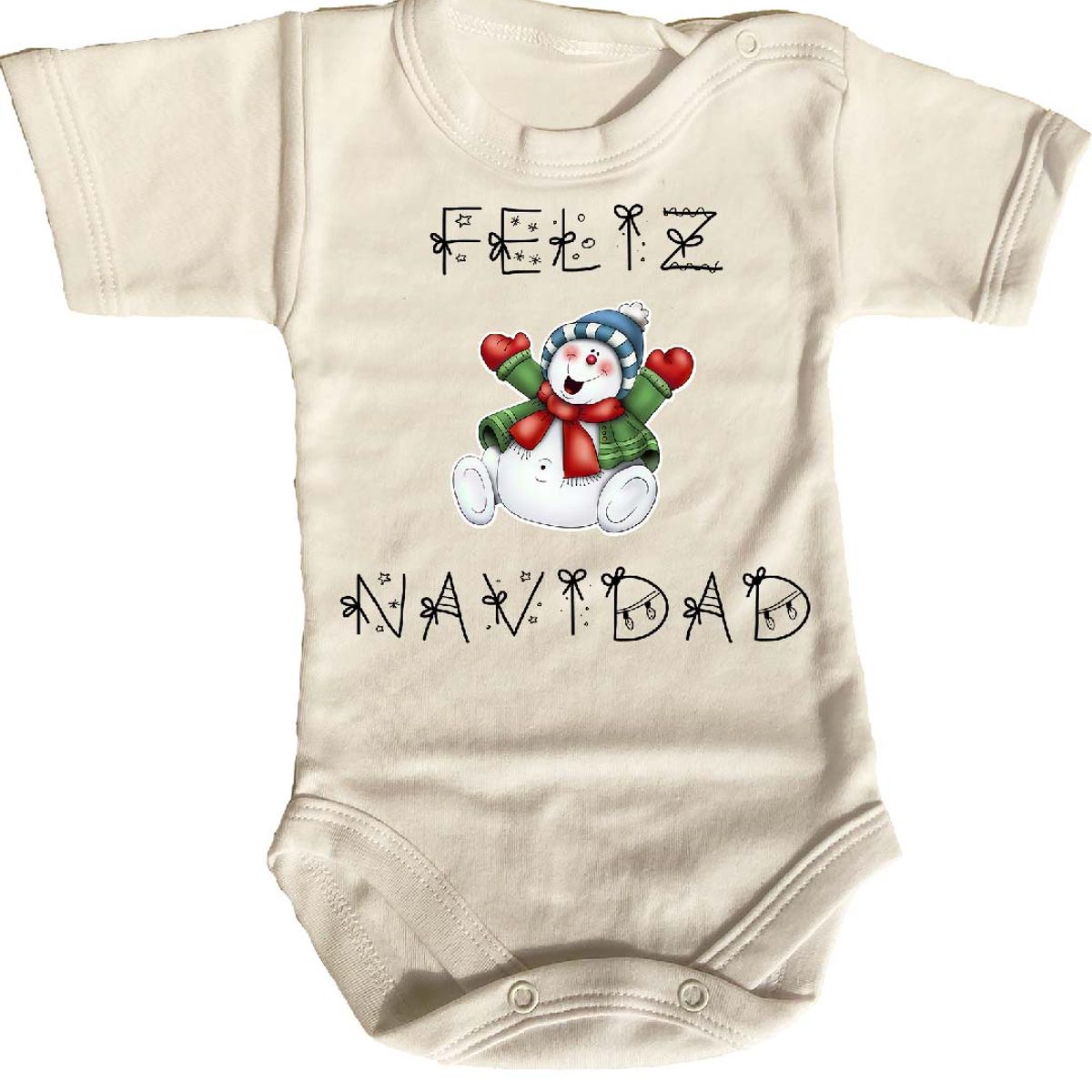 GENERICO - PILUCHOS BODY DE BEBE FELIZ NAVIDAD MUÑECO DE NIEVE