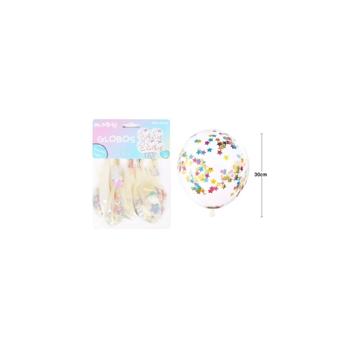 GENERICO - Globos De Látex Confeti De Estrella Multicolor 30cm 5pcs