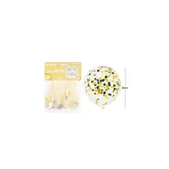 GENERICO - Globos De Látex Con Confetti De Negro y Dorado 30cm 5pcs
