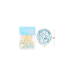 GENERICO - Globos De Látex Confetti Redondo Celeste 30cm 5pcs