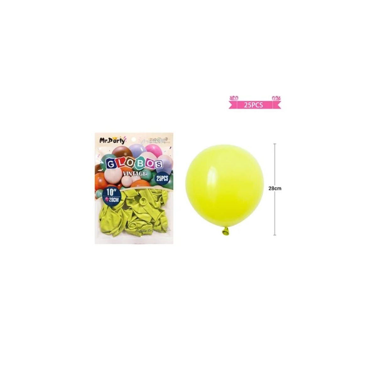 GENERICO - Globos Vintage Retro De Látex Verde Claro 28cm 25pcs