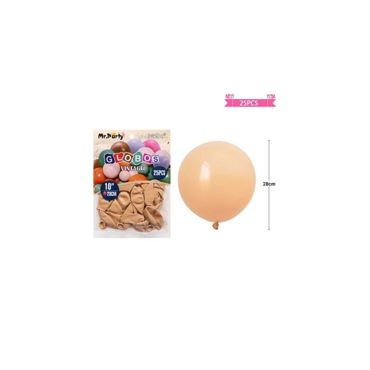 GENERICO - Globos Vintage Retro De Látex Beige 28cm 25pcs