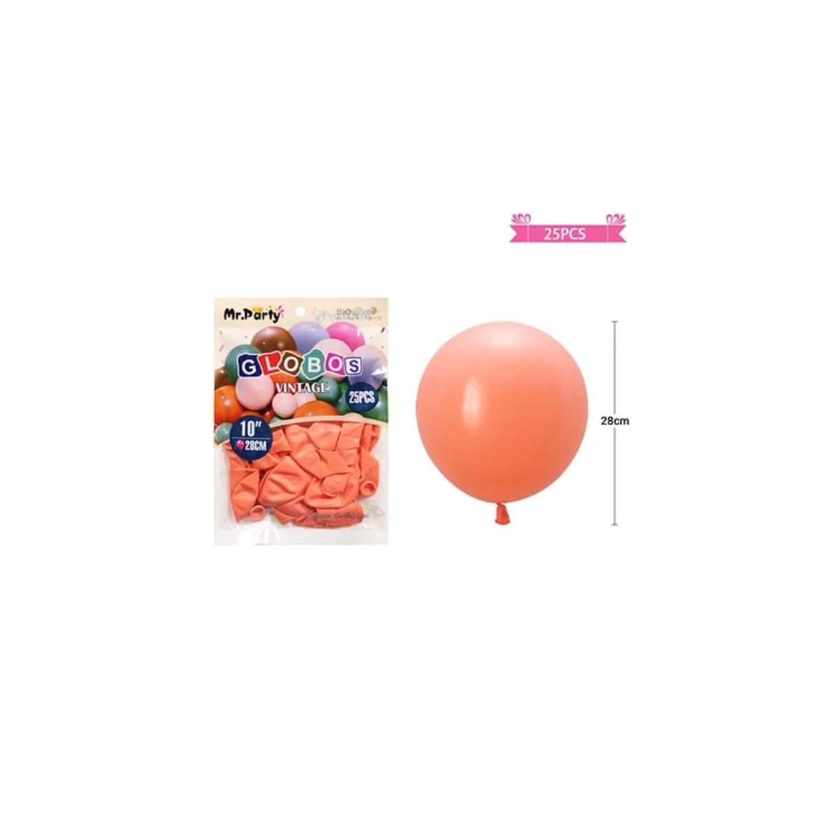 GENERICO - Globos Vintage Retro De Látex Color Durazno 28cm 25pcs