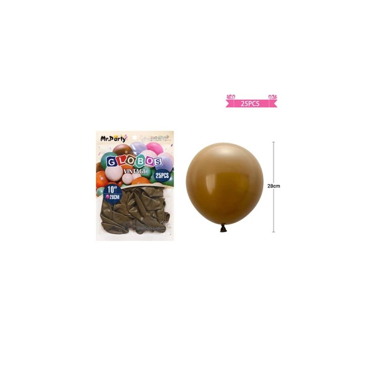 GENERICO - Globos Vintage Retro De Látex Color Caqui 28cm 25pcs