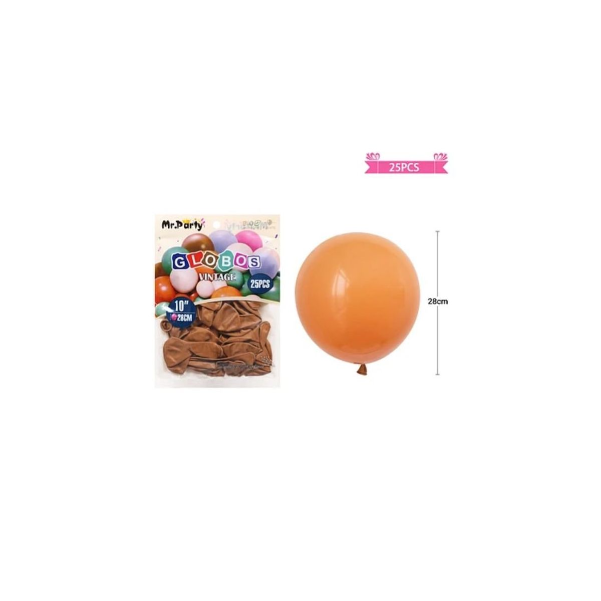 GENERICO - Globos Vintage Retro De Látex Color Cacao 28cm 25pcs