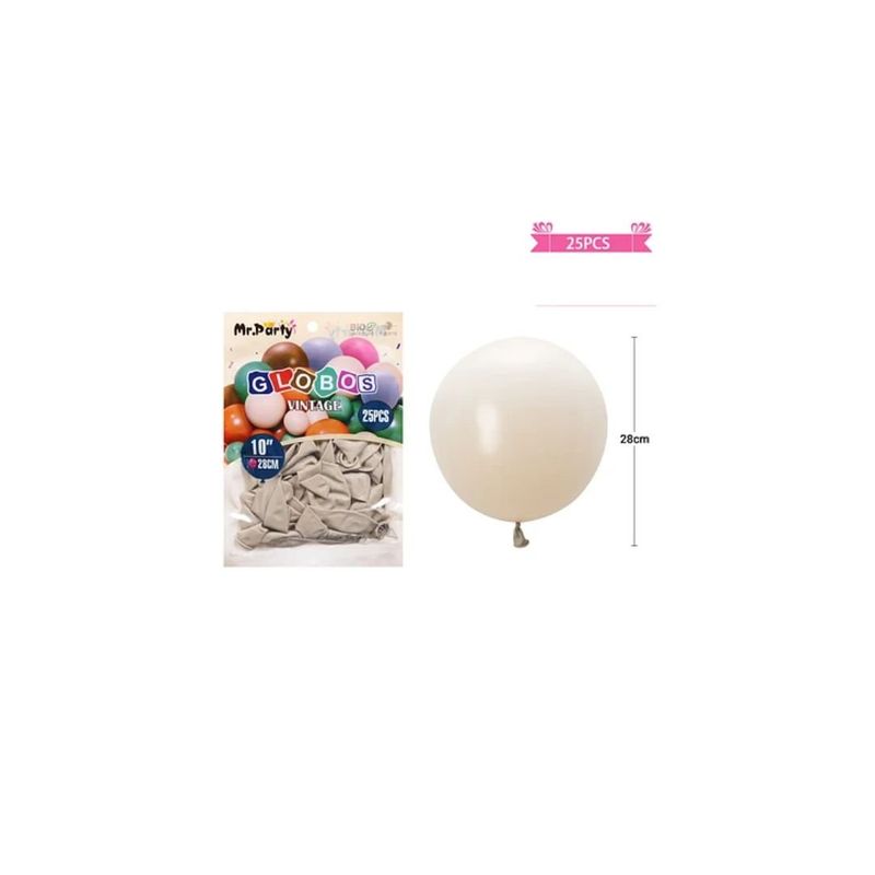 GENERICO - Globos Vintage Retro De Látex Beige 28cm 25pcs
