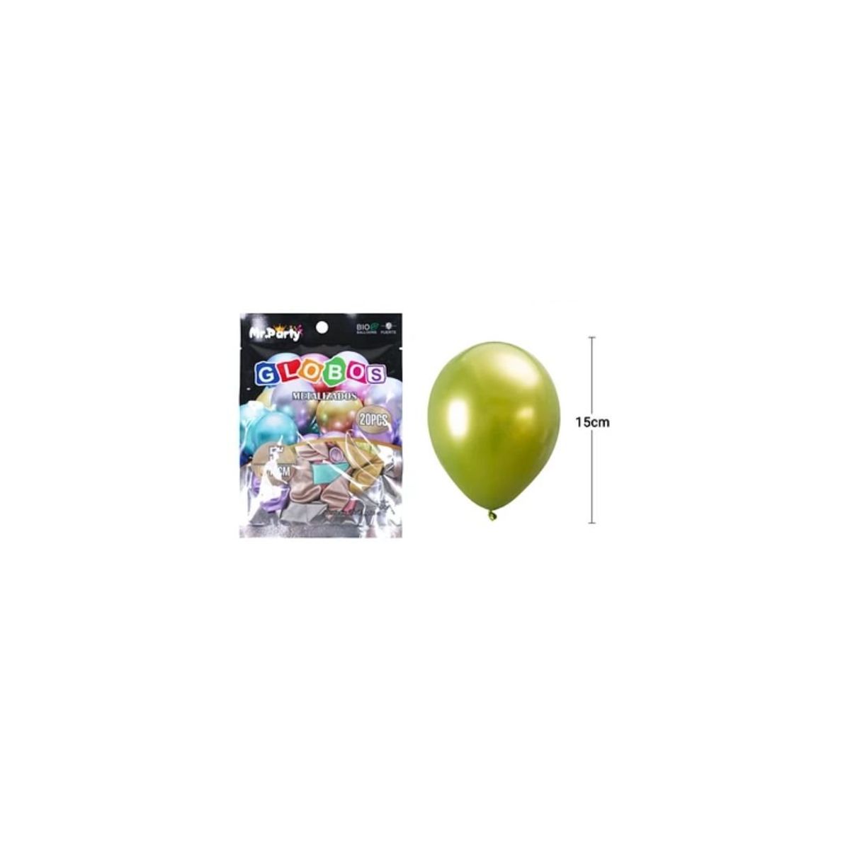 GENERICO - Globos De Látex Surtidos Cromados Metalizados 15cm 20pcs