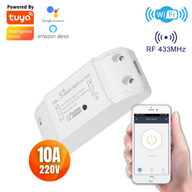 D MOTICA - Interruptor Simple Inteligente Wifi Básico + RF - 220V/10A 1 Canal