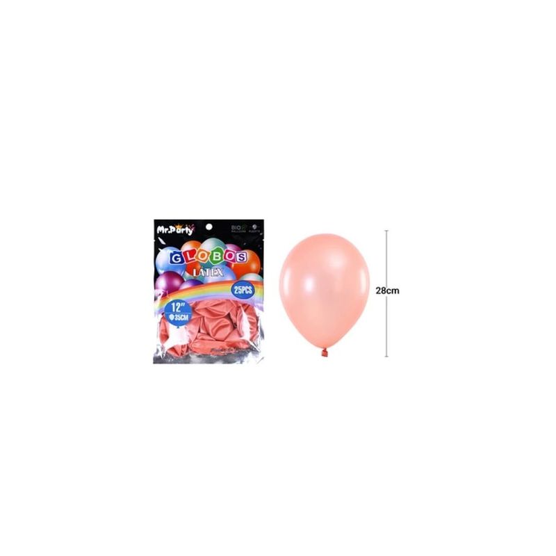 GENERICO - Globos De Látex Perlado Dorado Rosa 35cm 25pcs