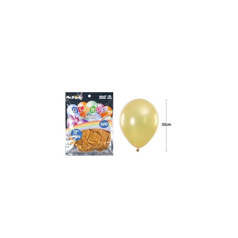 GENERICO - Globos De Látex Perlado Dorado 35cm 25pcs