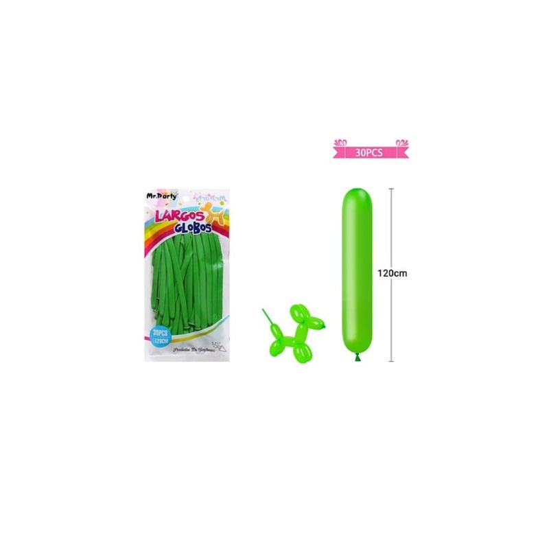GENERICO - Globos Largos Verde 120cm 30pcs