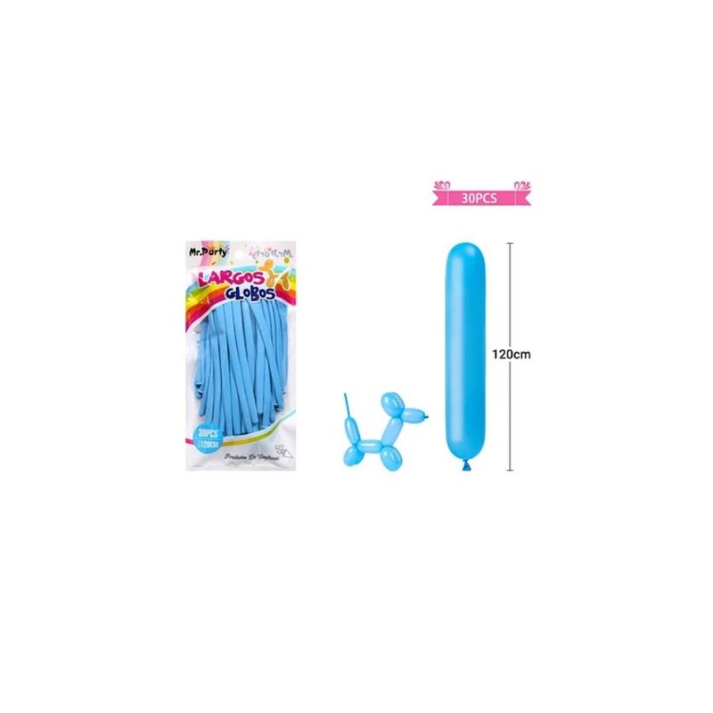 GENERICO - Globos Largos Celeste 120cm 30pcs