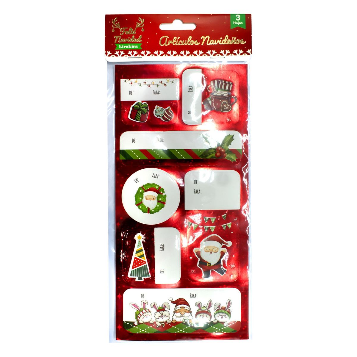 GENERICO - Pack 12 Stickers Adhesivo Navideño De 3pcs