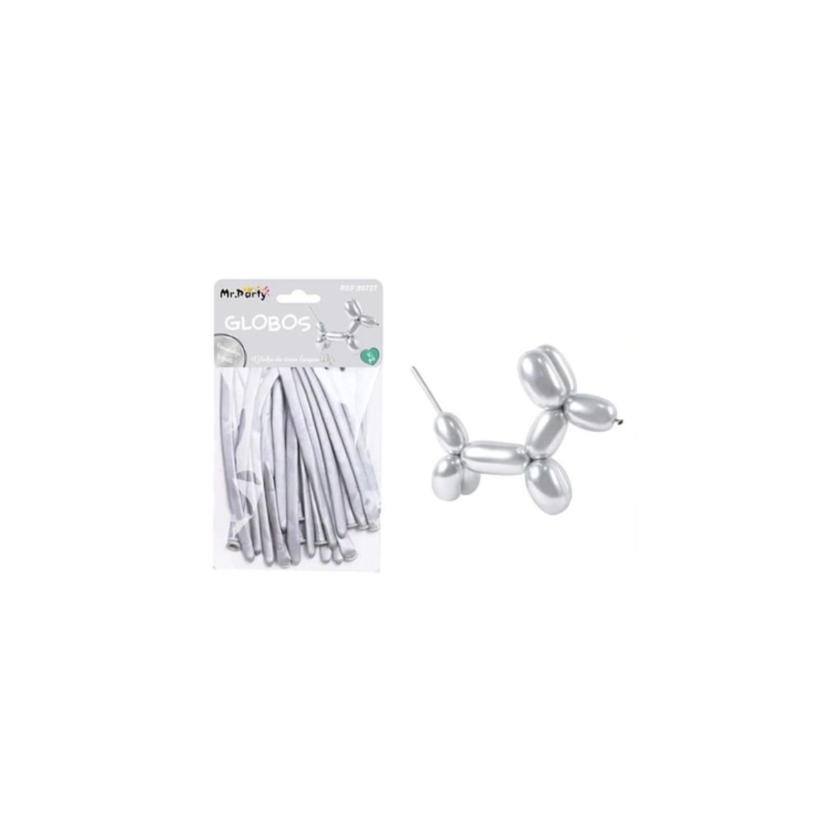 GENERICO - Globos Largos Metalizados Cromados Plateado 110cm 10pcs