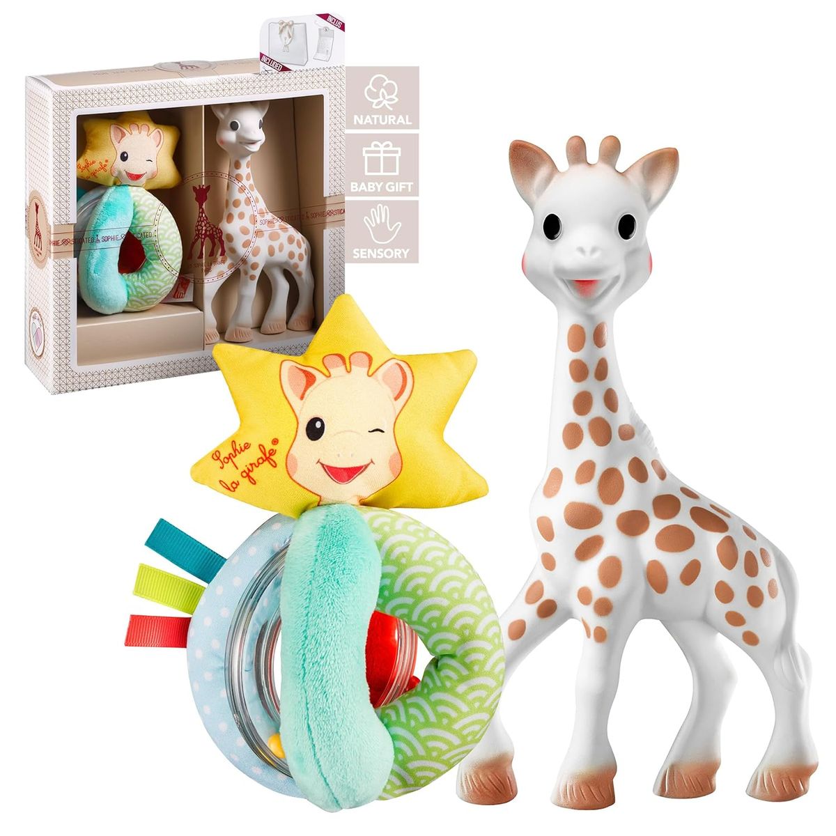 SOPHIE LA GIRAFE - Set Sophie La Girafe + Sonajero Peluche-regalo Recién Nacido