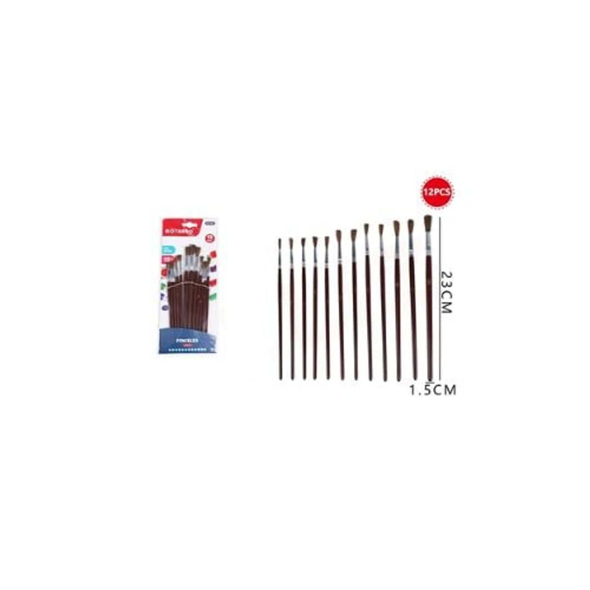 GENERICO - Set Pinceles Café 23 Cm 12 Pcs