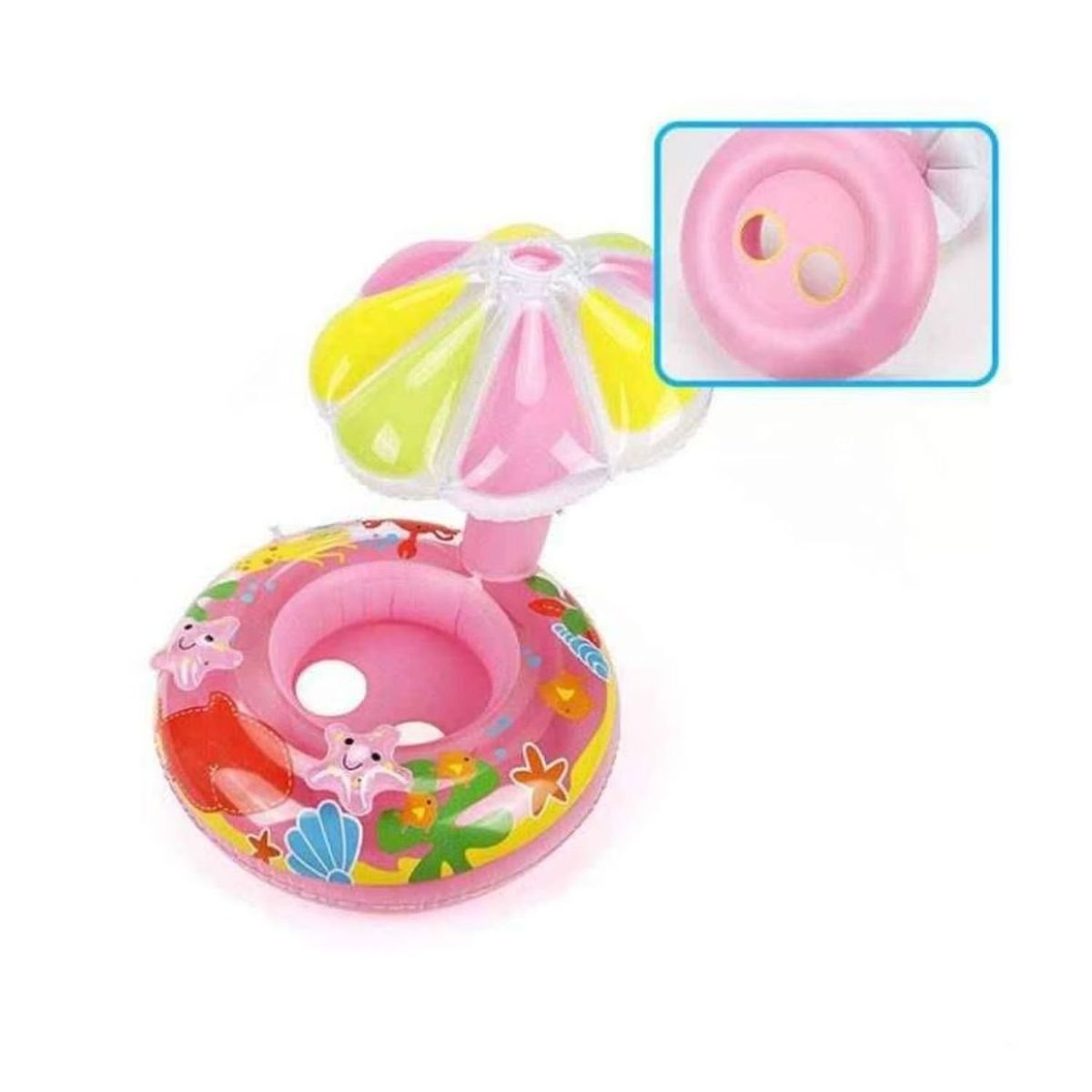 GENERICO - Flotador Inflable Sombrilla Piscina Niños Bebes Rosado