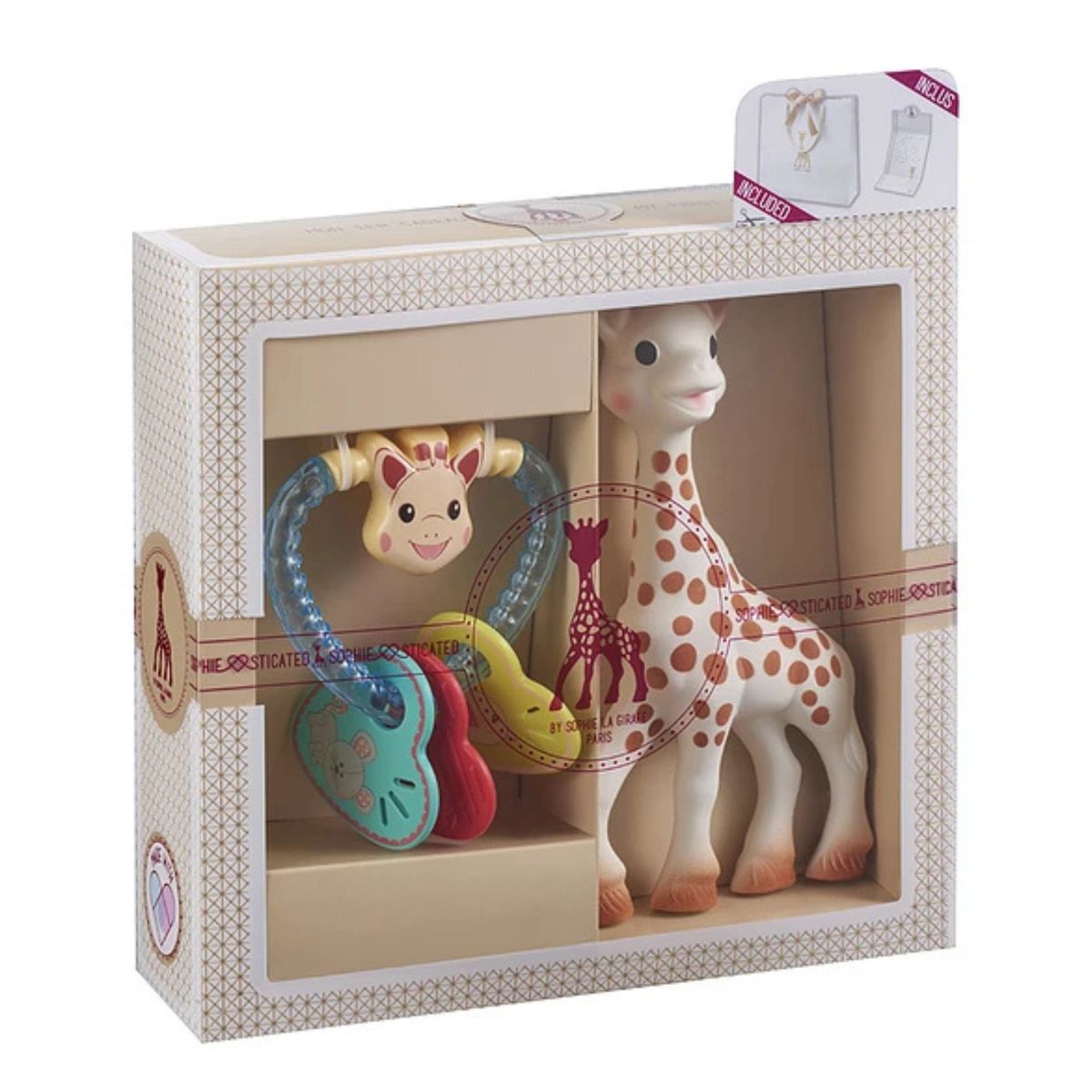 SOPHIE LA GIRAFE - Set Sophie La Girafe + Sonajero Corazón-regalo Recién Nacido