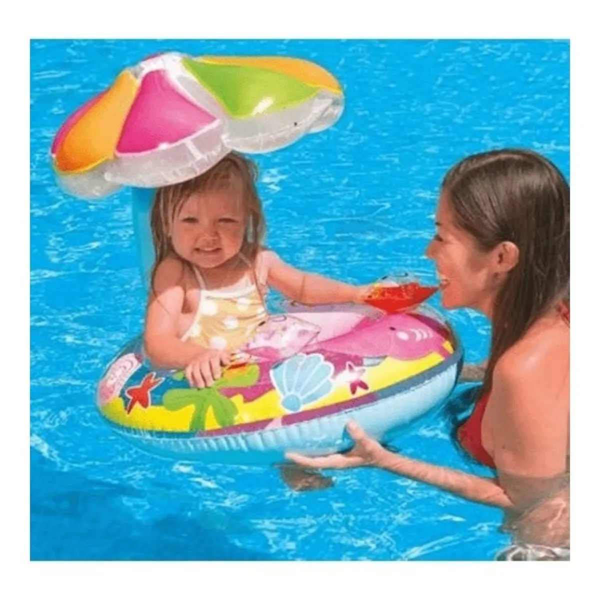 GENERICO - Flotador Inflable Sombrilla Piscina Niños Bebes Azul