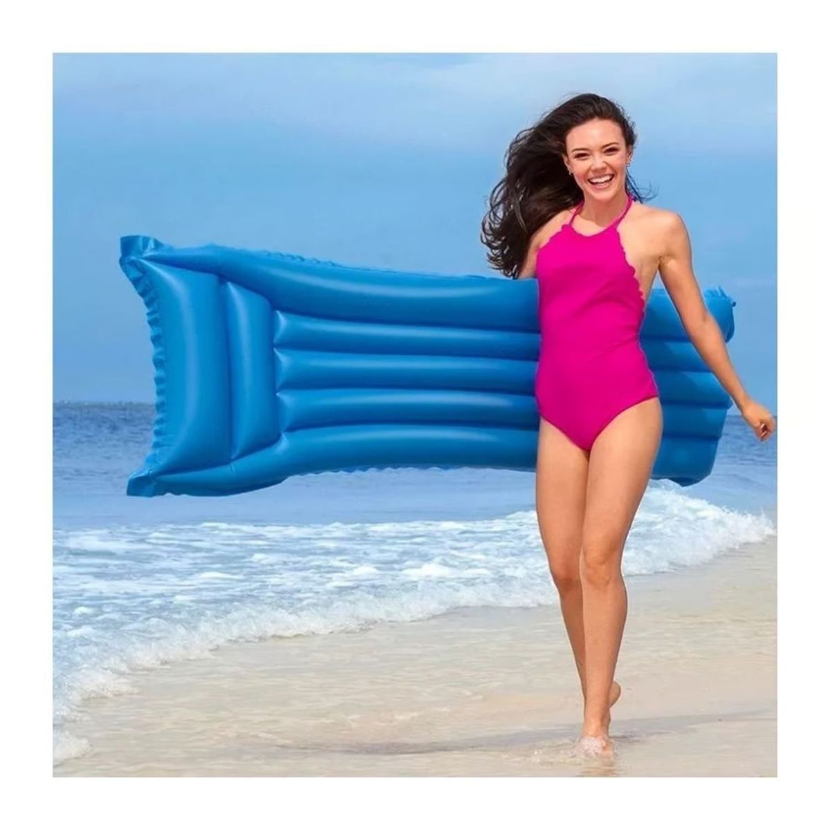 GENERICO - Flotador Inflable Colchoneta Tumbona 183x68cm Azul