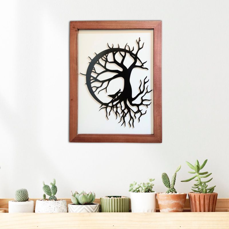 ELAB PROPIA - Cuadro Decorativo Árbol Luna Y Lobo - Madera Fun Republic