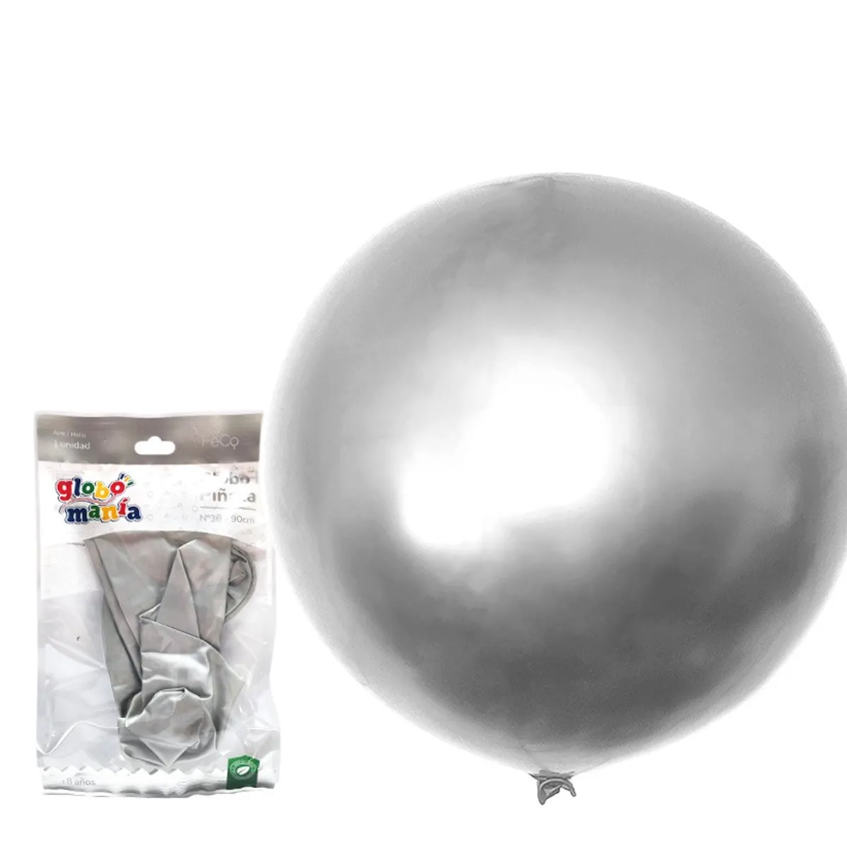 GENERICO - GLOBO PINATA R36 CHROME PLATEADO X1 UNI
