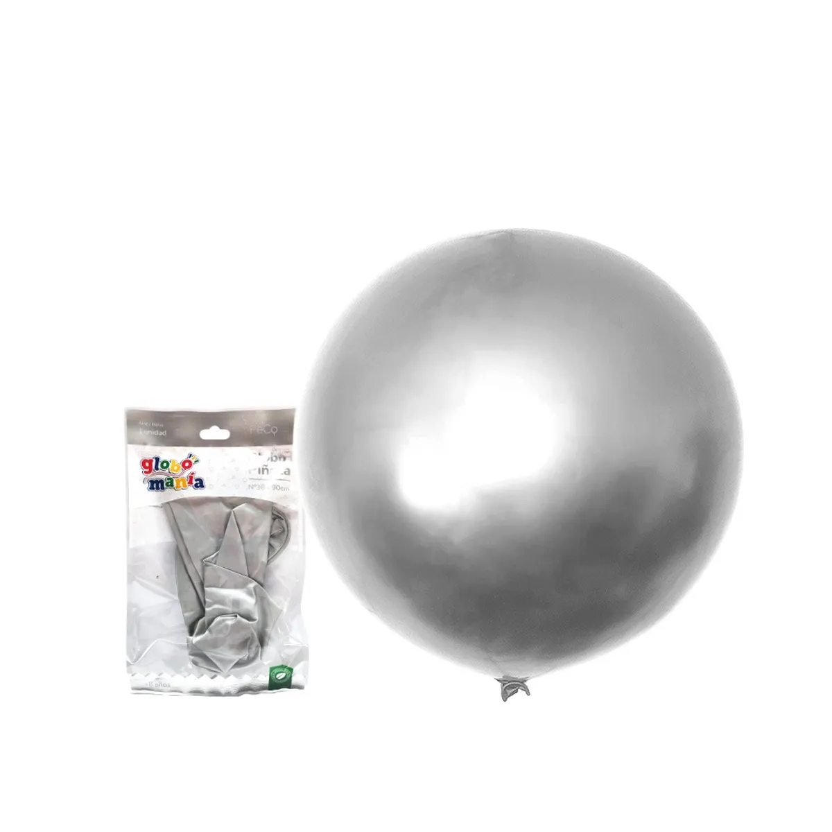 GENERICO - GLOBO PINATA R36 CHROME PLATEADO X1 UNI