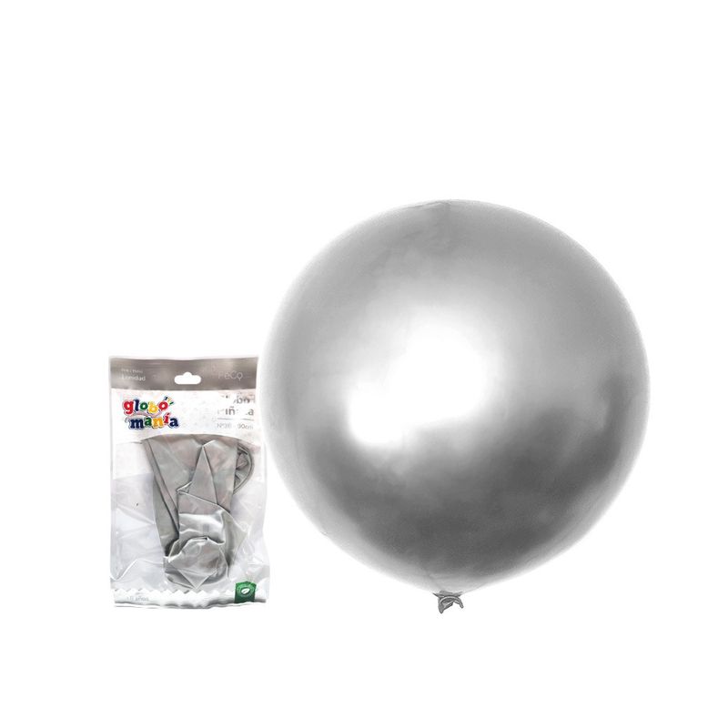 GENERICO - GLOBO PINATA R36 CHROME PLATEADO X1 UNI