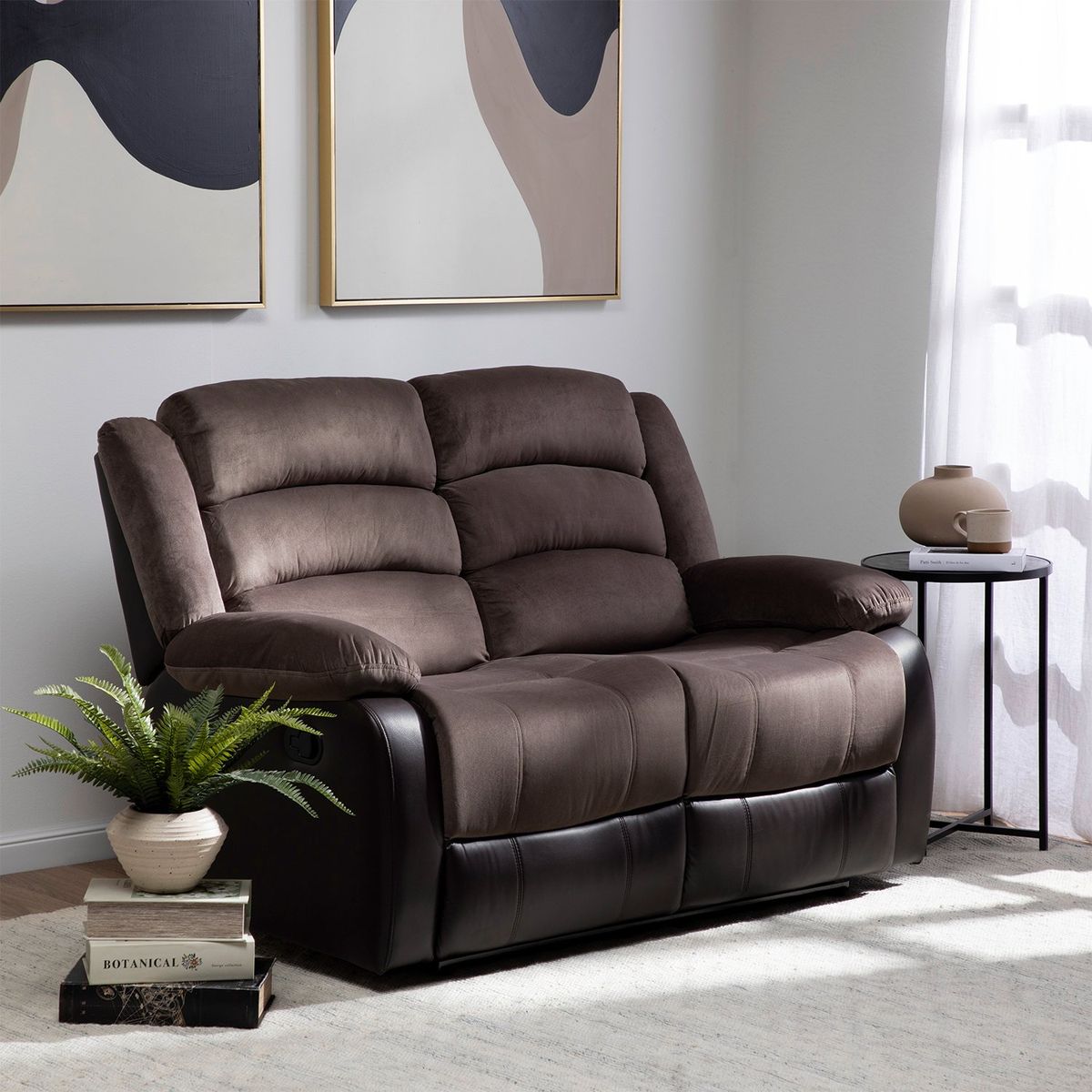 DANIELS - Sofá 2 Cuerpos Reclinable Moderno Café Praga 8040LBR