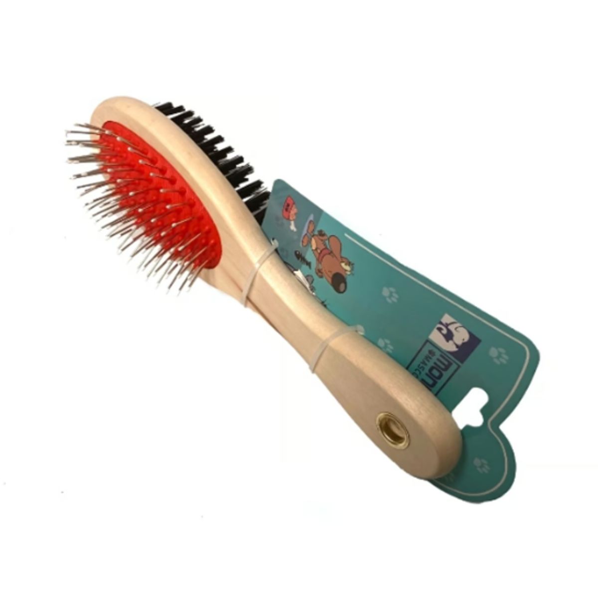 GENERICO - Cepillo Doble Madera Para Perros Mascotas