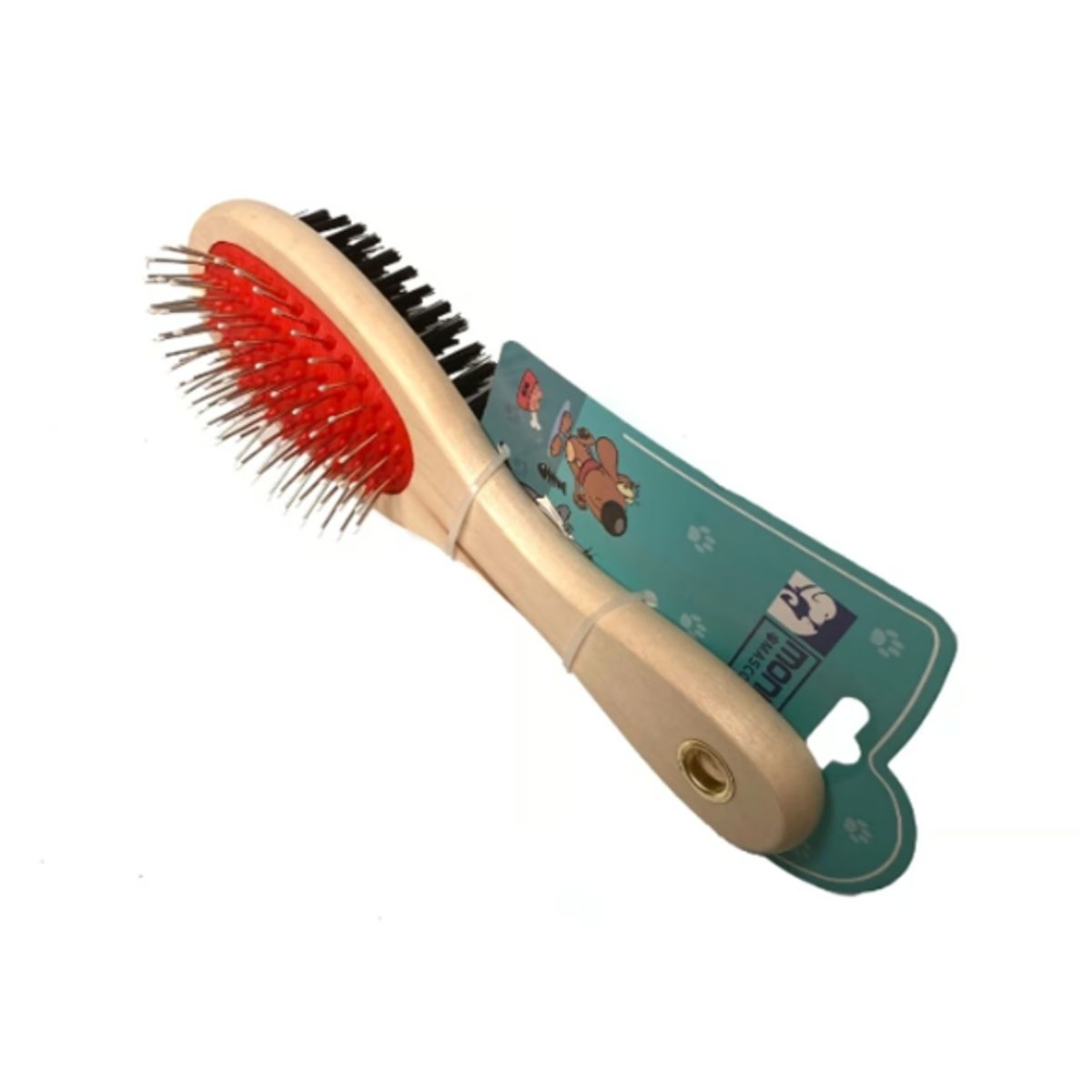 GENERICO - Cepillo Doble Madera Para Perros Mascotas