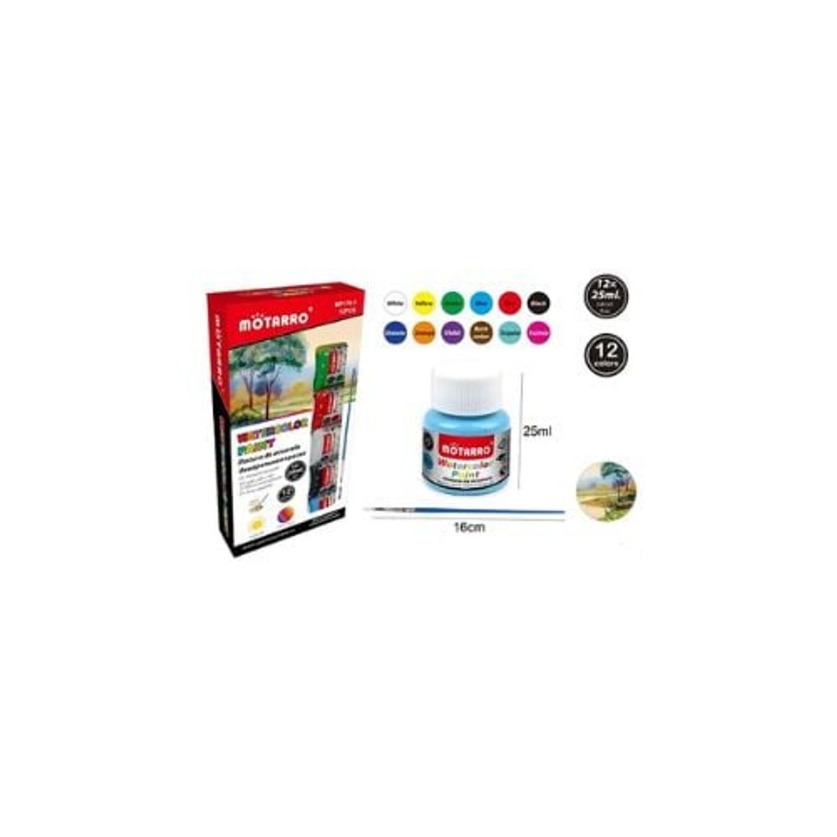 GENERICO - Pintura de Acuarela 25Ml 12pcs
