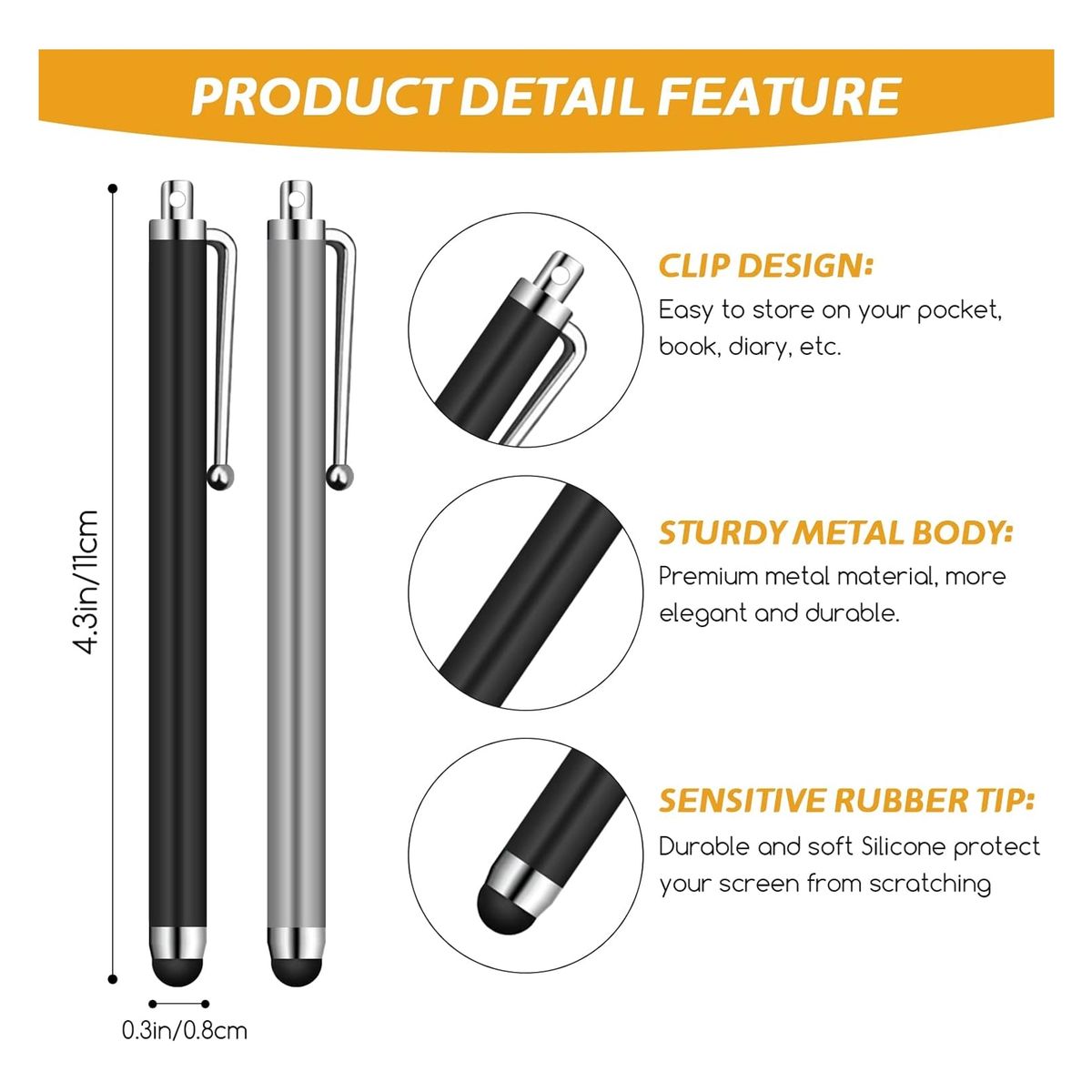 ATURE - Set 10 Lápices Touch Universal Para Tablets, Celulares, Etc.