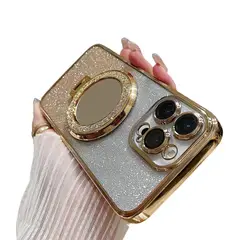 GENERICO - Carcasa Funda Para iPhone 16 Con Espejo Soporte Magnético Dorado