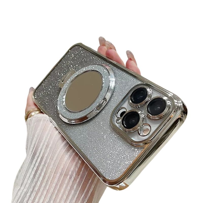 GENERICO - Carcasa Funda Para iPhone 16 Con Espejo Soporte Magnético Plateado