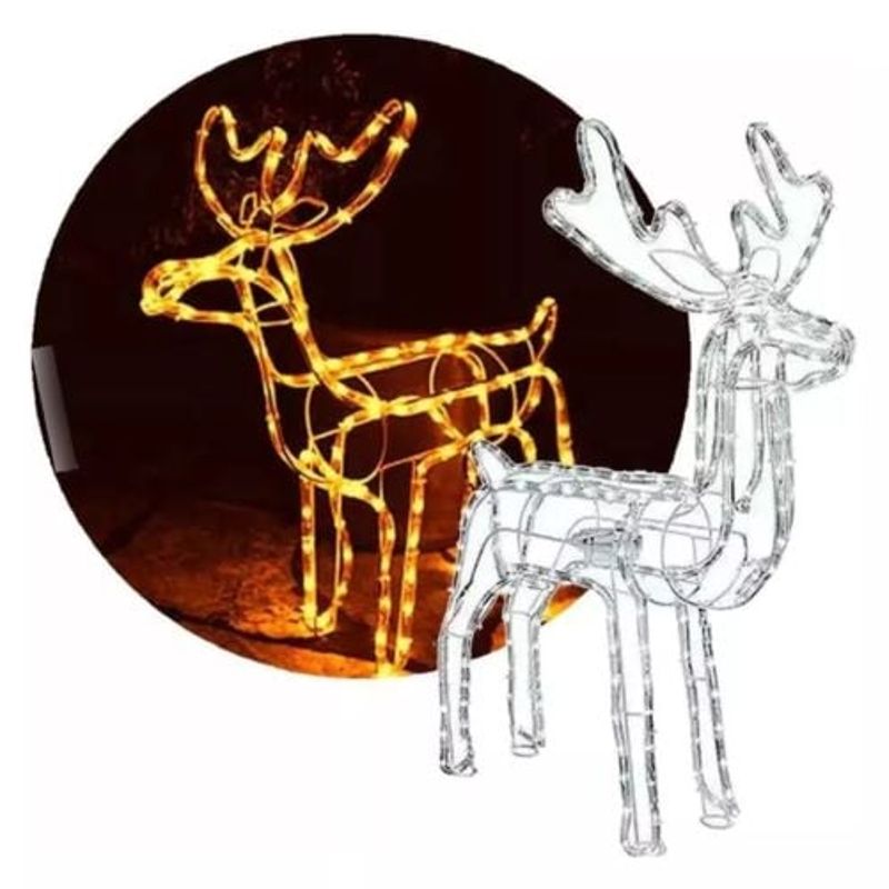 GENERICO - Reno Navidad con Movimiento Ciervo navideño Luz LED CALIDA 120cm