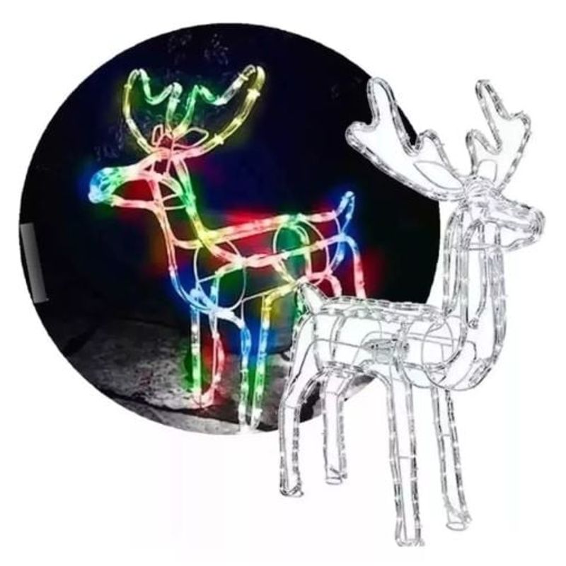 GENERICO - Reno Navidad con Movimiento Ciervo navideño Luz LED Multicolor120cm