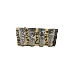 GENERICO - Vaso Vidrio 475ml Ciudades Ekolmac Chile - 1 Pack