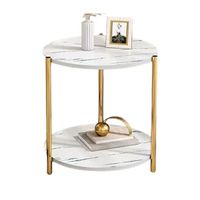 Mesa Auxiliar Moderna Marmoleado Decoracion Redondo Blanco